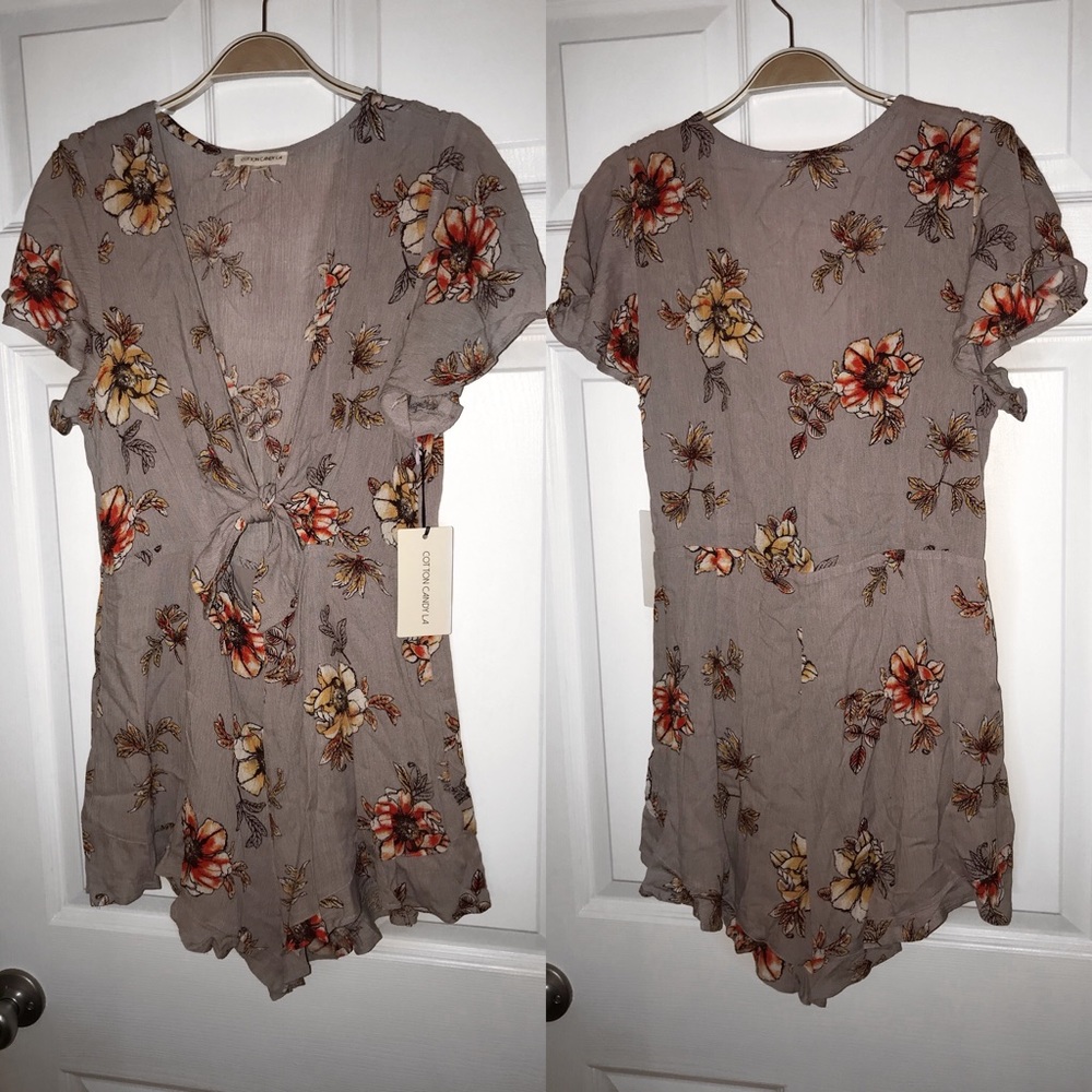 NEW floral front tie romper